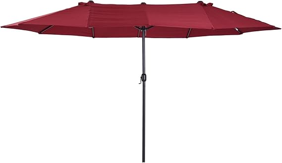 Extra Large 15ft Patio Umbrella, Double-Sided Outdoor Umbrella with Crank Handle and Air Vents for Backyard