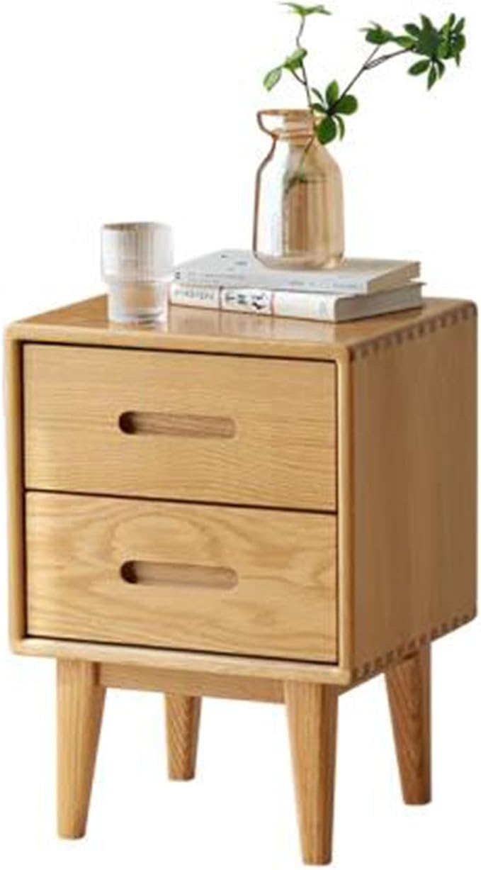 Full Solid Wood Bedside Cabinet, Bedroom Oak Bucket Cabinet