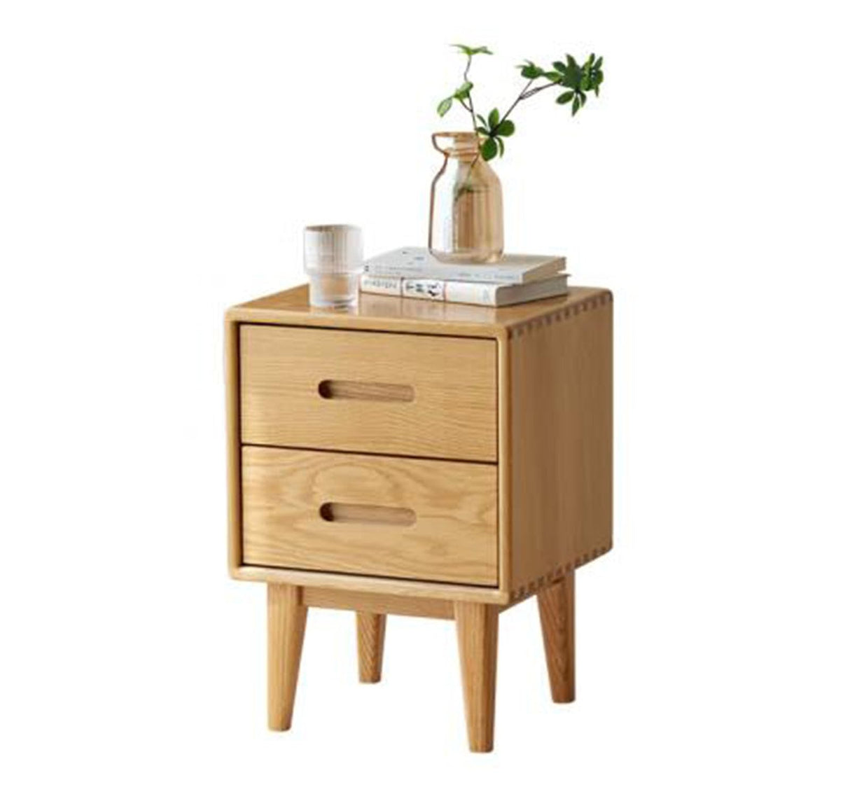 Full Solid Wood Bedside Cabinet, Bedroom Oak Bucket Cabinet