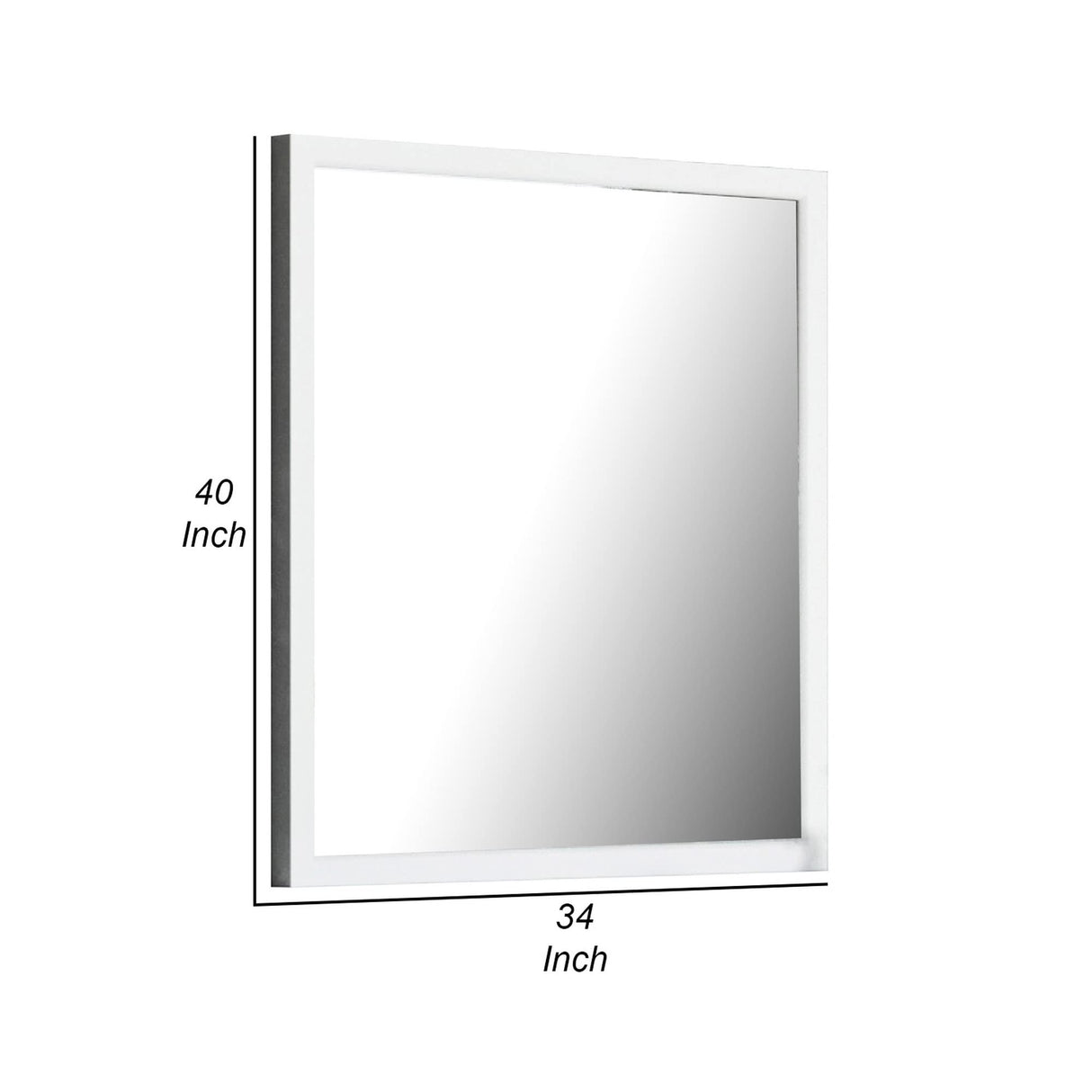 Benjara Noe 40 Inch Modern Mirror, Wood Frame, Portrai