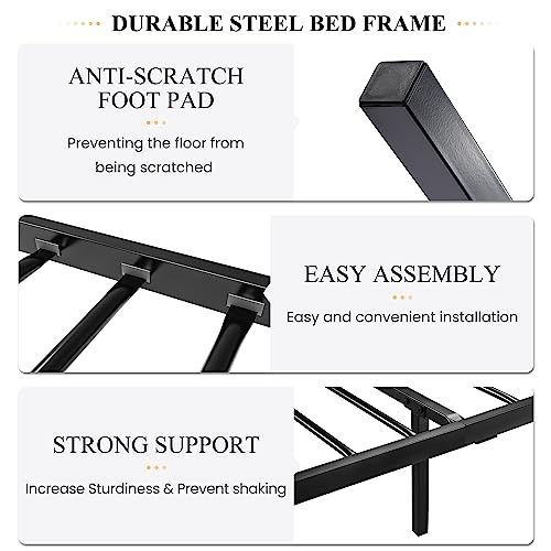 Twin Size Bed Frame for Kids,Metal Bed Frame with Butterfly Pattern Design Headboard