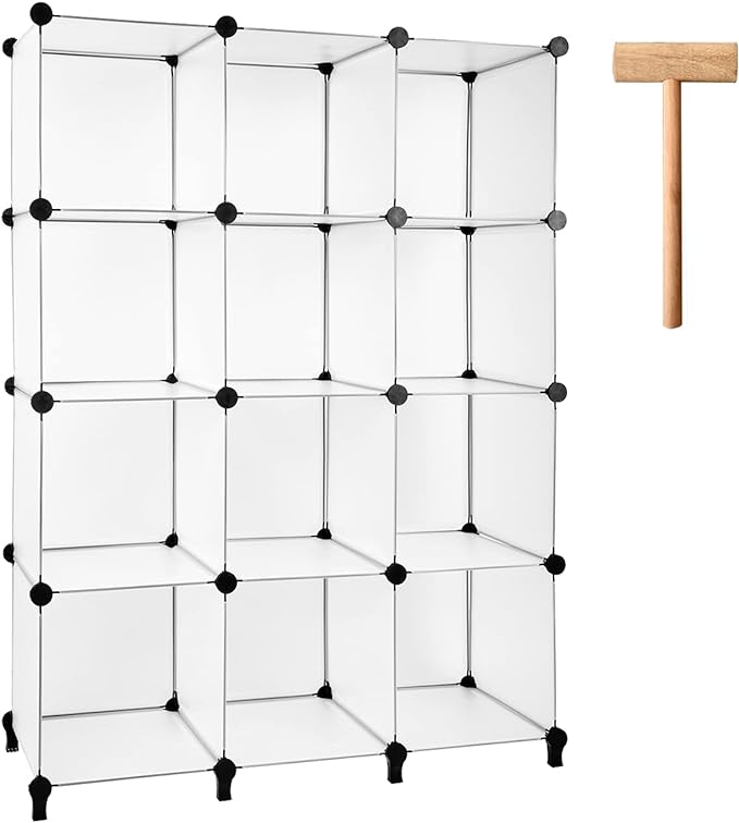 12-Cube Bookshelf Closet Organizer Storage Shelves Cubes Organizer Plastic Square