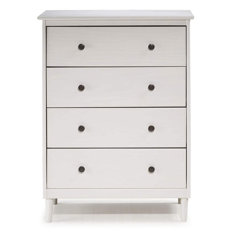 Tall Wood Dresser Bedroom Storage Drawer  4 Drawer White