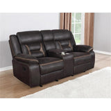 Greer Upholstered Motion Reclining Loveseat, Brown