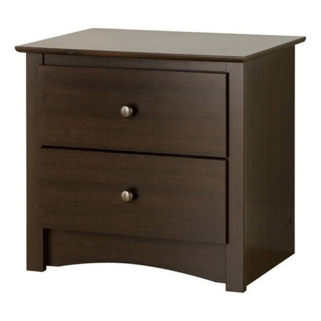 2-Drawer Contemporary Composite Wood Nightstand in Espresso