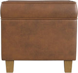 Leatherette Tufted Square Storage Ottoman with Hinged Lid