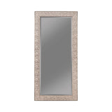 Benjara Rectangular Beveled Accent Floor Mirror with Glitter Mosaic Pattern