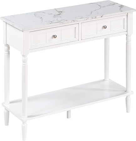 French Country 2-Drawer Hall Table with Shelf, Espresso