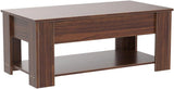 39" Lift Top Coffee Table with Hidden Storage Compartment and Open Shelf