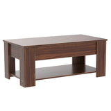 39" Lift Top Coffee Table with Hidden Storage Compartment and Open Shelf