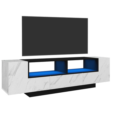 70in White TV Stand for 75/80 inch TV,Modern LED TV Stand,High Gloss Entertainment