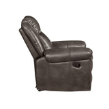 Motion Loveseat with Console and USB Port in Brown Leather Aire