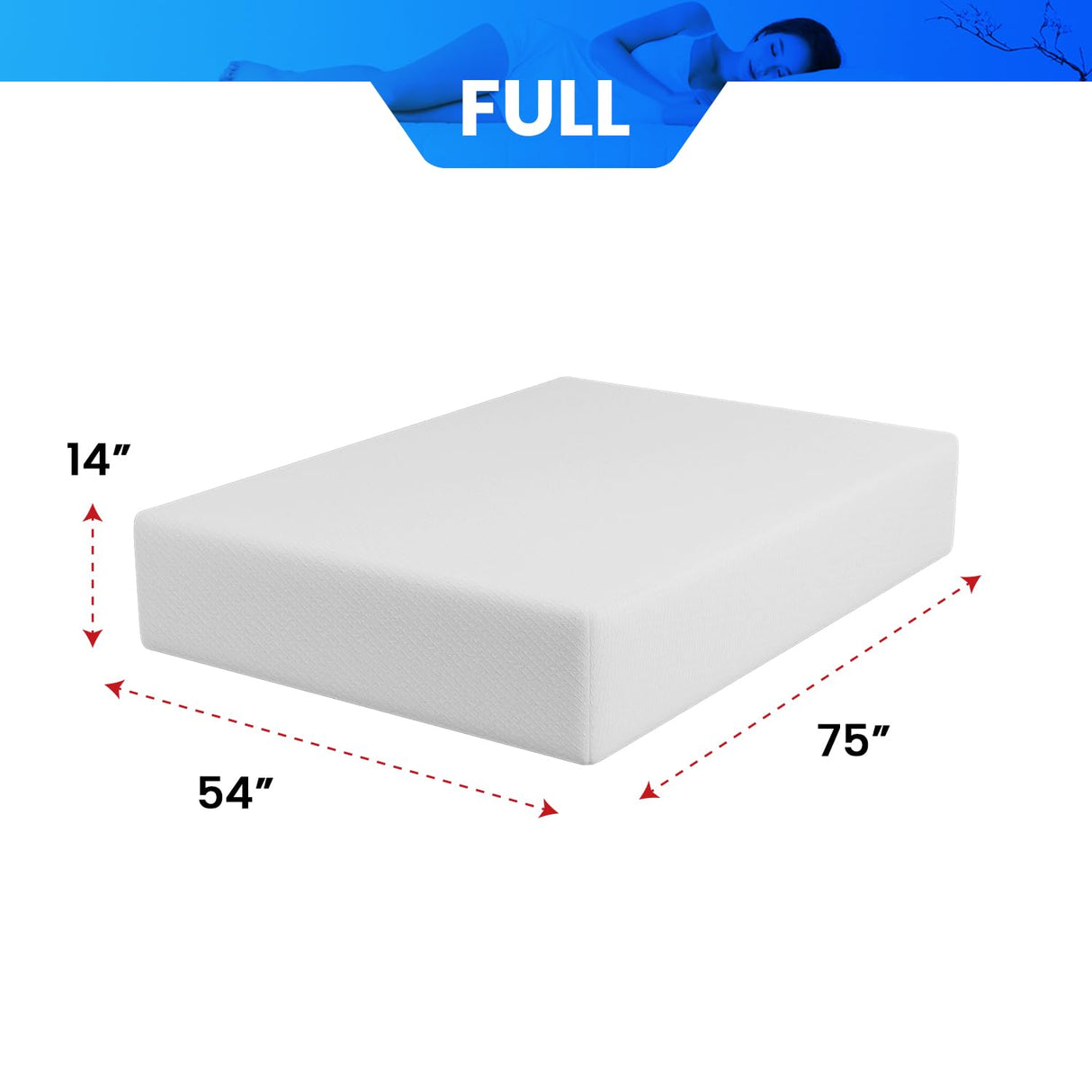 14 Inch Gel Memory Foam Mattress/Medium-Firm Mattress/Fiberglass Free/CertiPUR-US