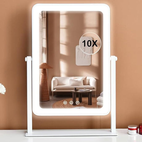 Hollywood Vanity Mirror with Lights,Tabletop Makeup Mirror with 9 LED Lights Smart