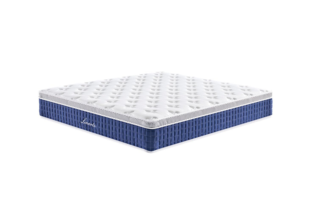 LINARTS Queen Size Mattress, 12 Inch Queen Mattress, High Density Resilience Sponge Mattress, Medium Firm Soft Comfort White Mattress, Relieves Pressure and Pain, Plush Feel with Supportive Structure