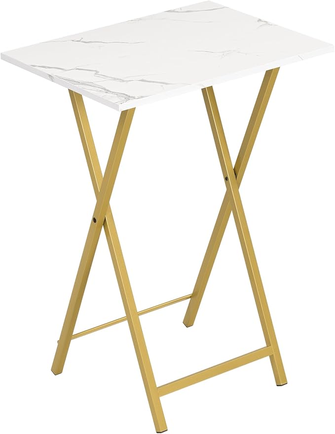 StoneCraft Duo – Marble Folding TV Tray Table Set (2-Pack)