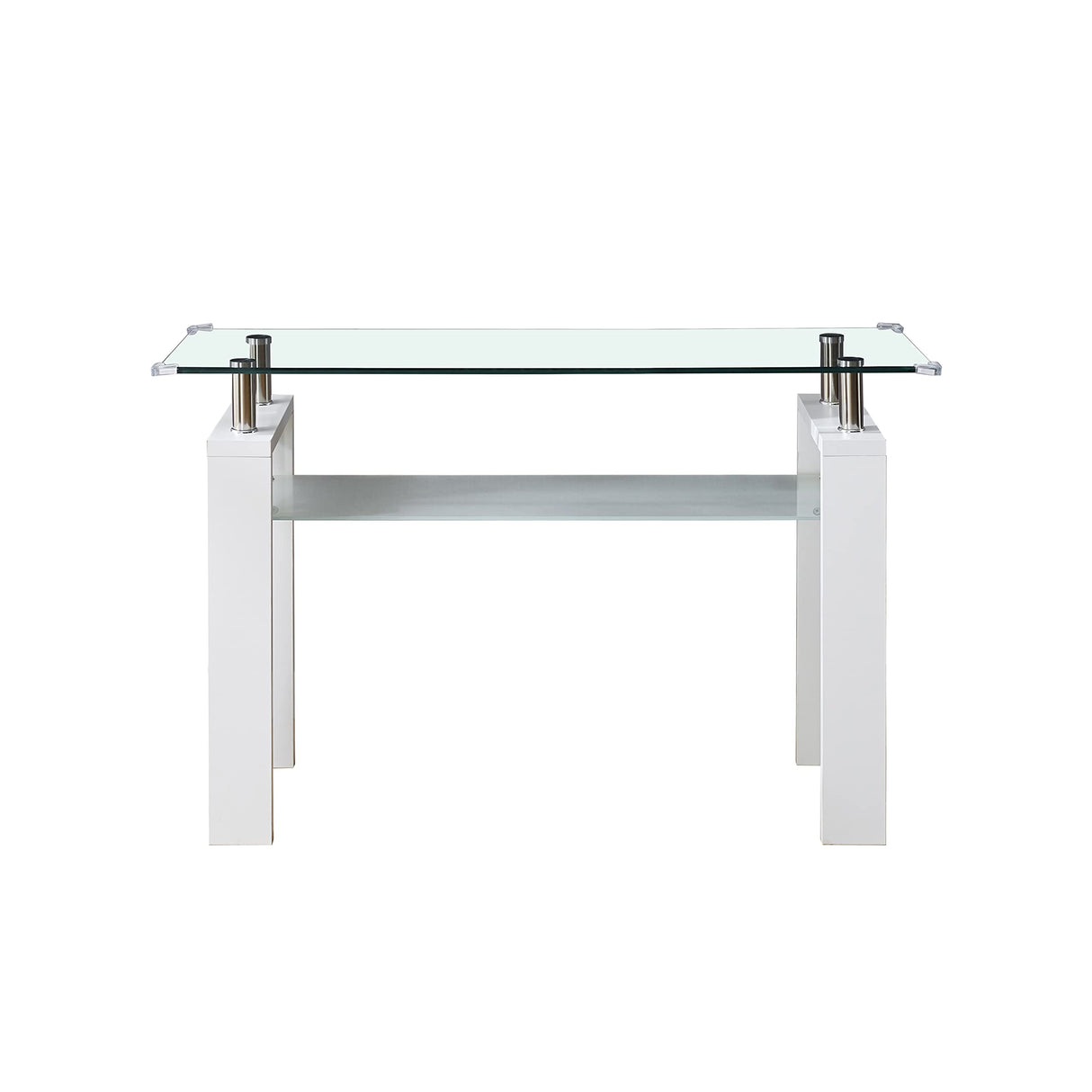 Wood Legs Modern Console Tables for Entryway Living Room Glass Narrow Console Table