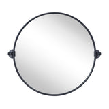Round Pivot Bathroom Mirror - 24" Black Metal Framed Tilting Wall Mount