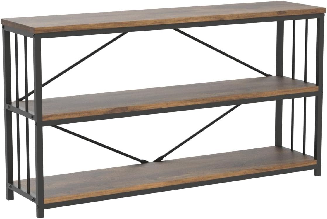 Industrial Console Entryway Table, Metal Wood Rustic Sofa Table with Storage