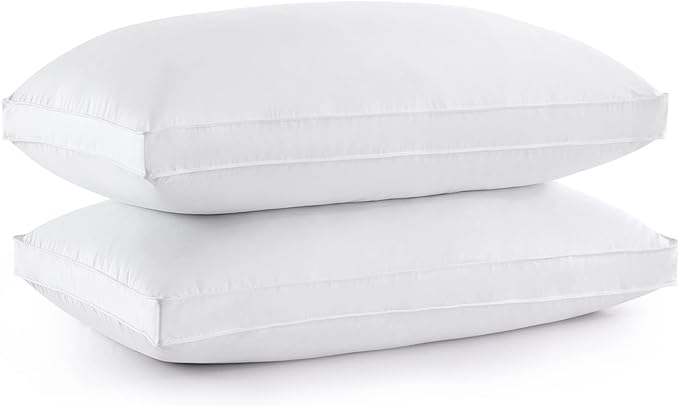 Goose Feather Down Pillows with 100% Cotton Cover, Soft Fluffy Luxury Hotel