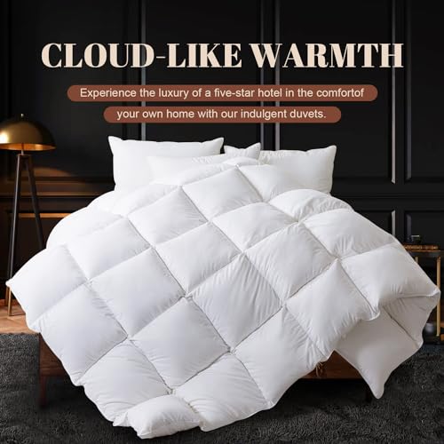 White King Size Feather Down Comforter,Filled with Feather and Down, All Season