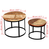 Two Piece Coffee Table Set Round Rough Mango Wood/Solid Reclaimed Wood