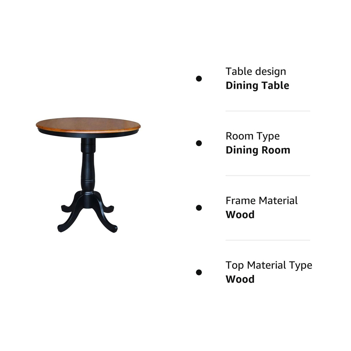 36-Inch Round by 36-Inch High Top Ped Table, Black/Cherry