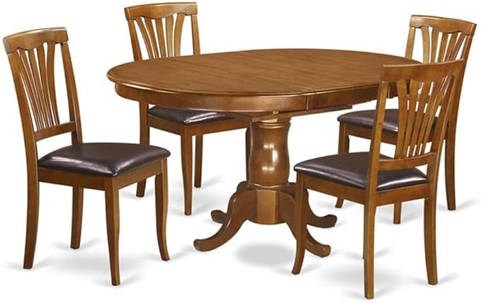 POAV7-SBR-C 7 Piece Modern Dining Table Set Consist of an Oval Wooden Table with Butterfly