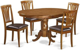 POAV7-SBR-C 7 Piece Modern Dining Table Set Consist of an Oval Wooden Table with Butterfly