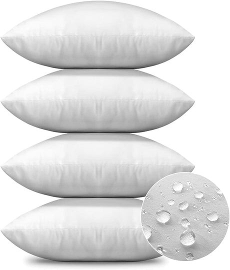 Waterproof Throw Pillow Inserts 18x18 Inch, Set of 4 Water Resistant Square