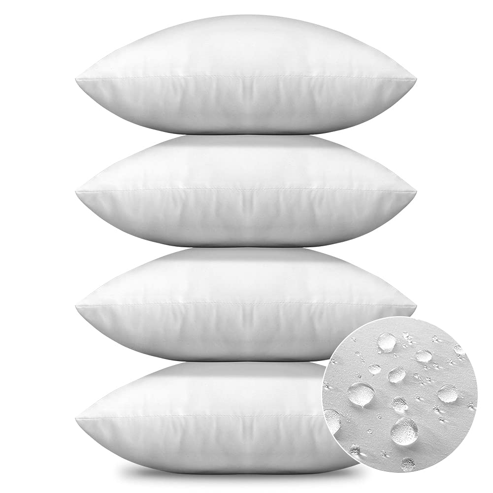 Waterproof Throw Pillow Inserts 18x18 Inch, Set of 4 Water Resistant Square