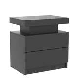 Nightstand LED Set of 2 Bedside Table Cabinet with Lights Modern End Side Drawers