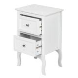 White Nightstand Set of 2, Nightstands with 2 Drawers, Bed Side Table/Night Stand, Small Nightstand for Bedroom, Small Spaces