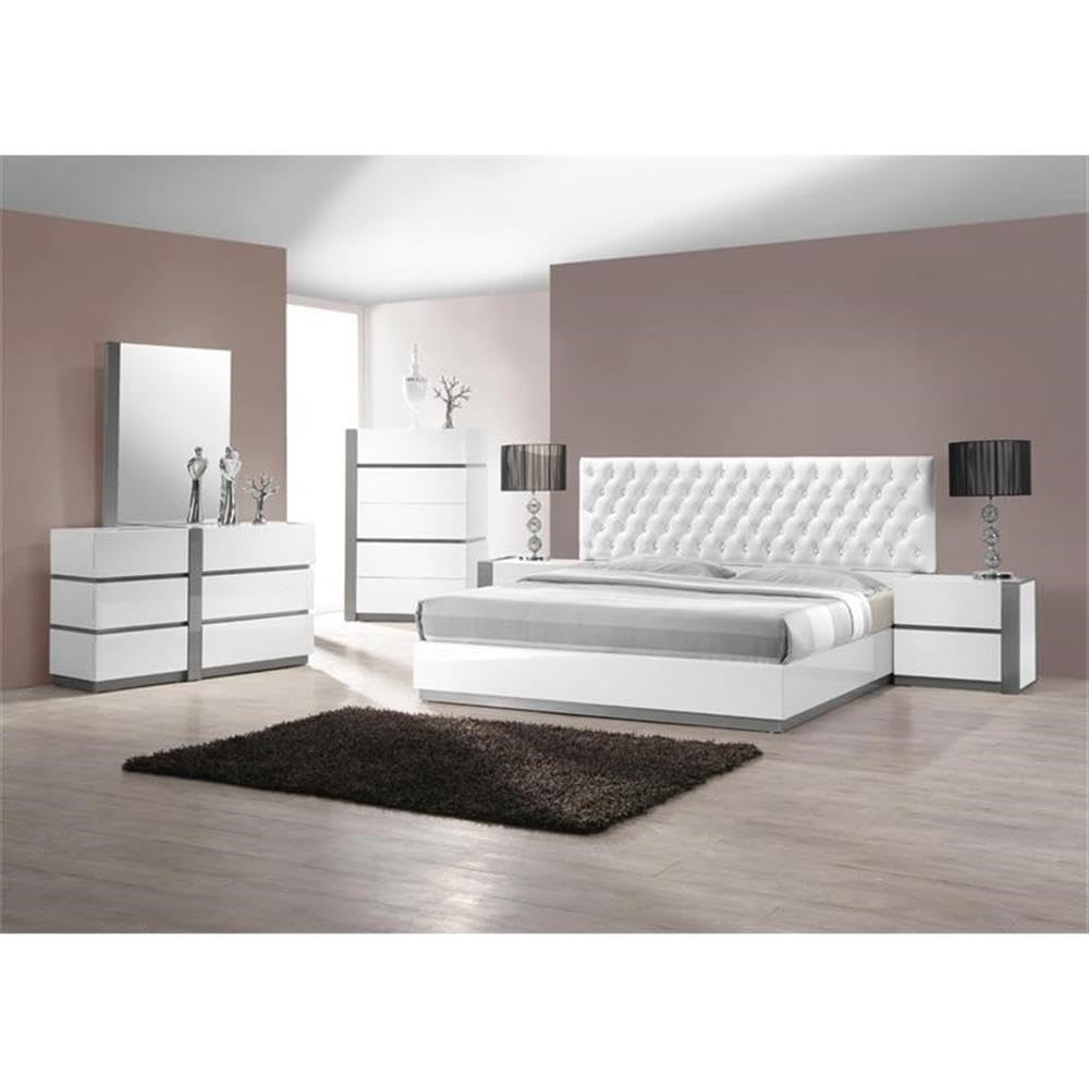 5-Piece Engineered Wood East King Bedroom Set in White