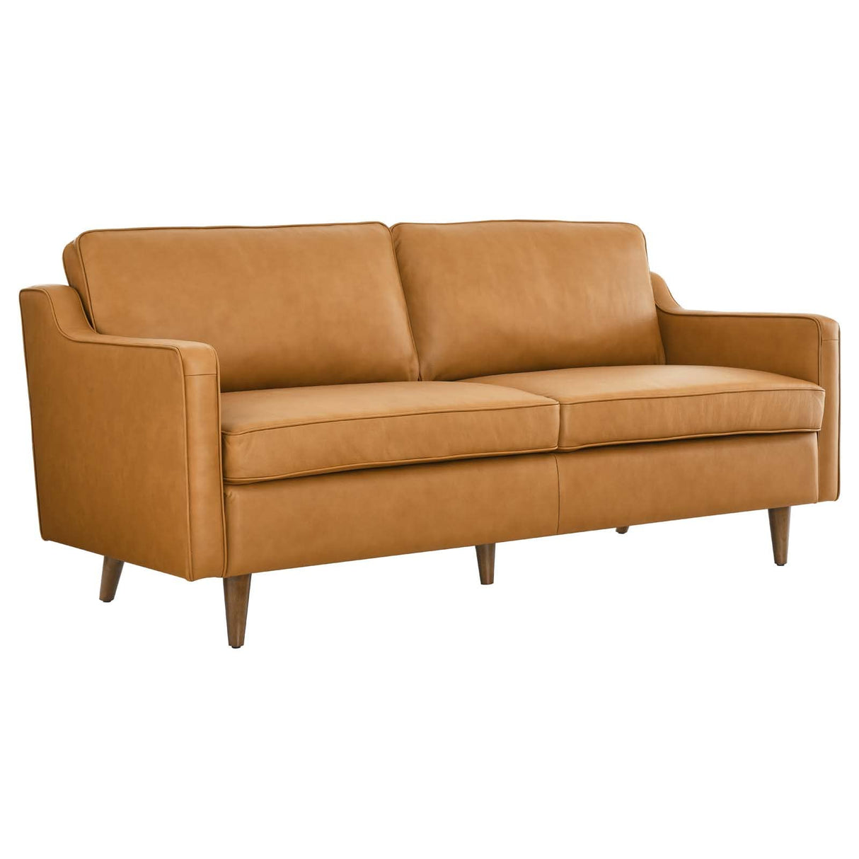 Impart Upholstered Genuine Leather Sofa in Tan