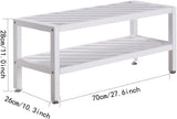 Flyxiregg 2-Tier Bamboo Shoe Rack White, Stackable Shoes Storage Organizer Free Standing Shoe Shelf for Entryway and Closet Hallway, Bamboo Rack in Different Combinations, 27.6"x10.3"x11" (White)