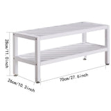 Flyxiregg 2-Tier Bamboo Shoe Rack White, Stackable Shoes Storage Organizer Free Standing Shoe Shelf for Entryway and Closet Hallway, Bamboo Rack in Different Combinations, 27.6"x10.3"x11" (White)