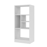 Comfort Valenca 2.0 Bookcase with 5 Unique Shelves, 35-Inch Tall, Space-Saving Mid Century Modern Bookshelf with Open Design, Free Standing Storage Display, Easy Assembly, White