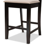 Nicolette Modern and Contemporary Sand Fabric Upholstered and Dark Brown Finished