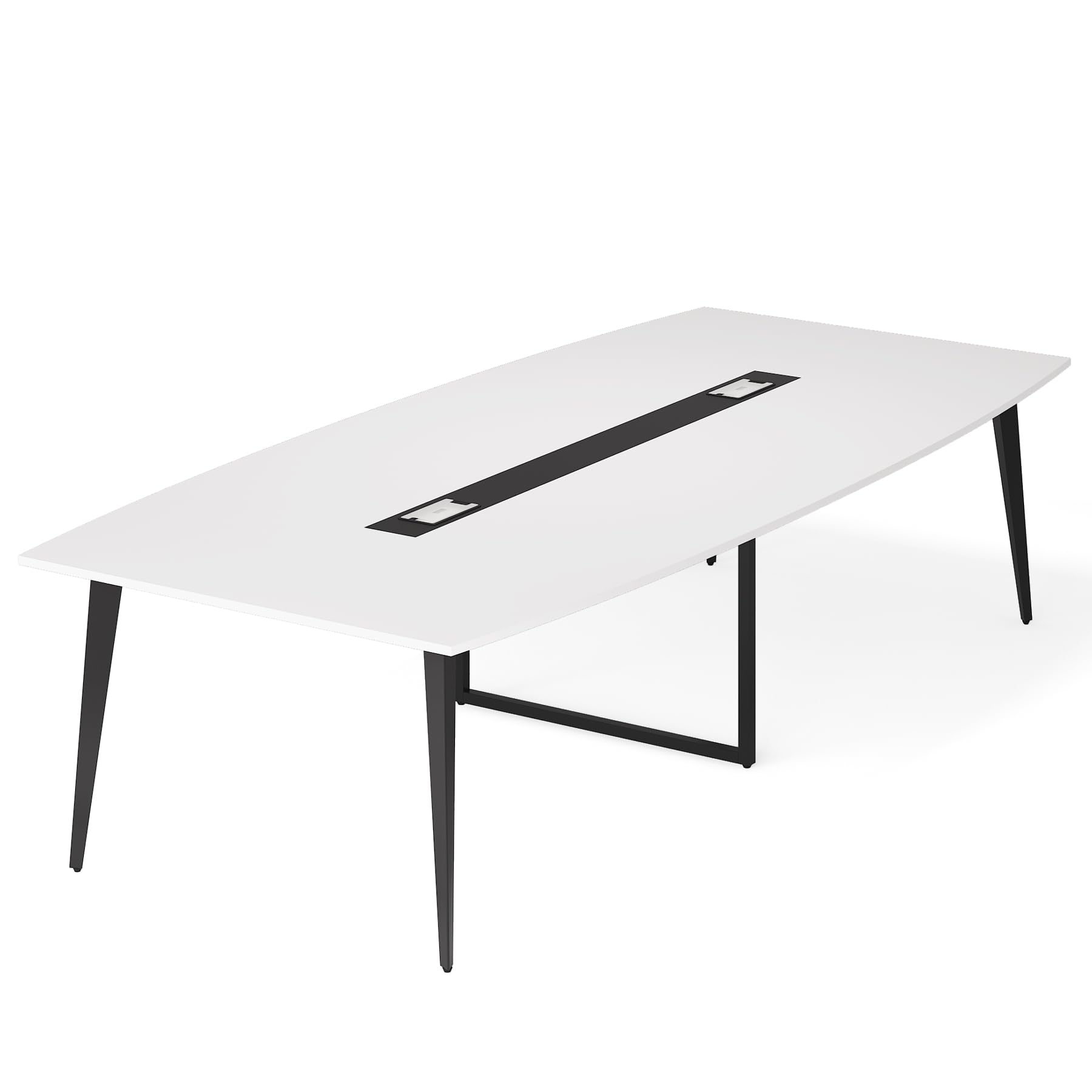 8FT Conference Table, 94.48L x 47.21W x 29.52H Inches Boat Shaped Meeting Table