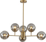BOKT Modern 8-Lights Clear Globe Gold Chandelier Mid Century Brushed Brass Sputnik