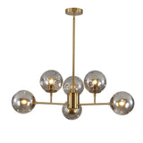 Century Modern 6-Lights Pendant Light Fixture Brushed Brass Globe