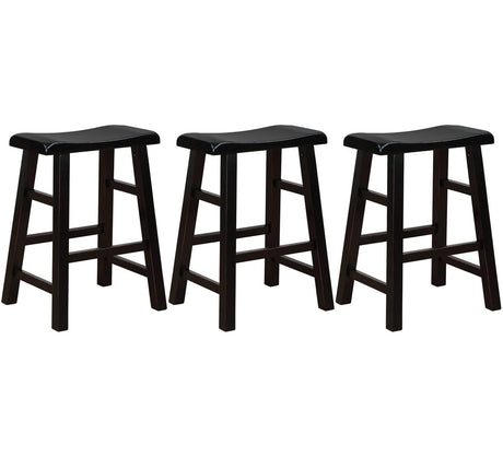 Heavy-Duty Solid Wood Saddle Seat Kitchen Counter Height Barstools, 24 Inches