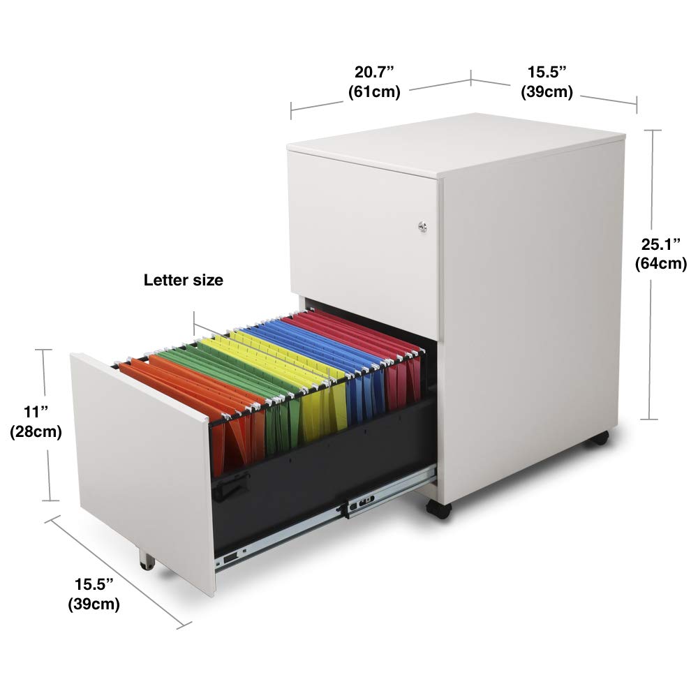 Modern Soho Design 2-Drawer Metal Mobile File Cabinet with Lock Key/Fully Assembled