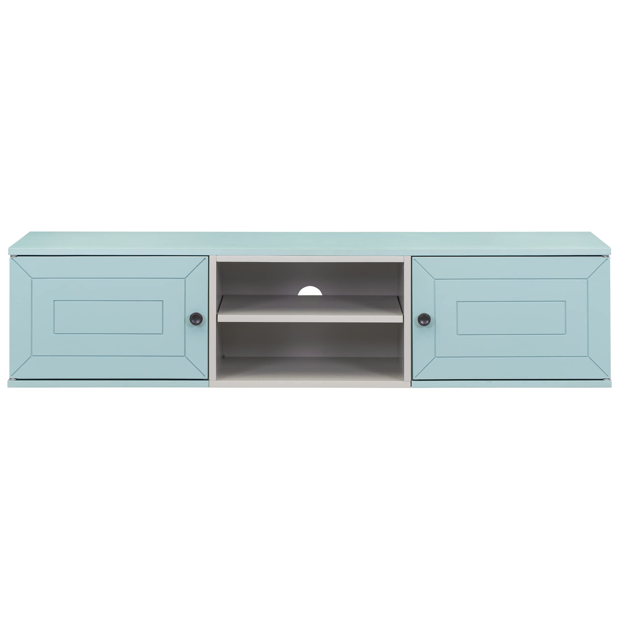 Floating TV Stand, Wall Mounted Entertainment Center with Storage and Open Shelf