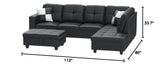 3 Piece Living Room Furniture Sets, L-Shaped Sectional Sofa with Storage Ottoman