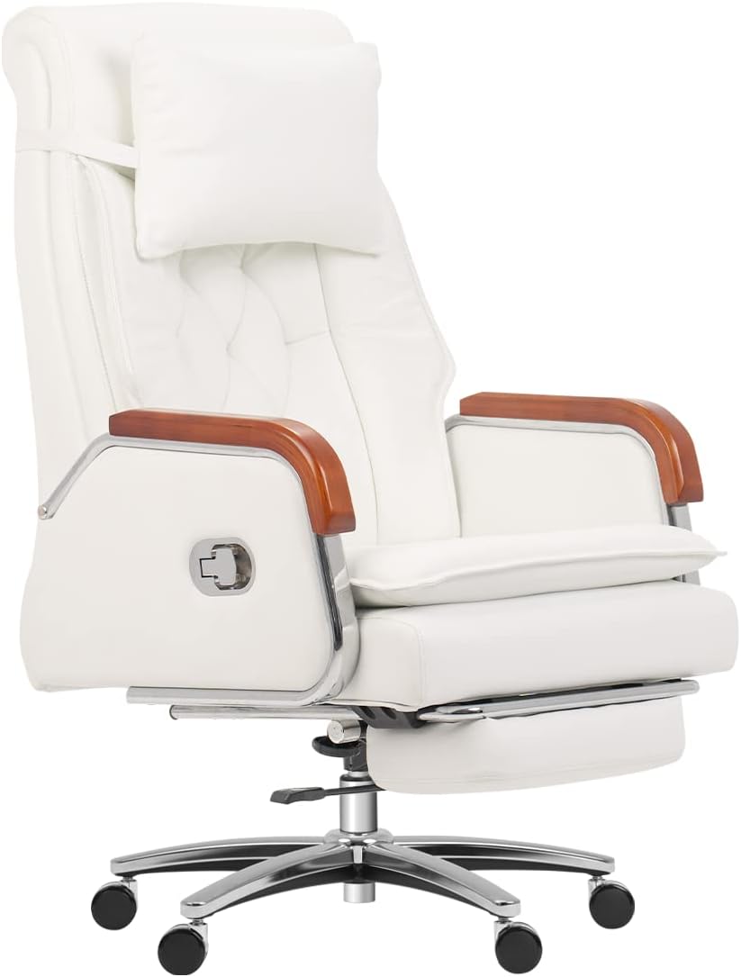 Cameron Massage Chair Genuine Leather Managerial Executive Office Chair Ergonomic