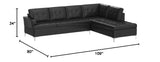 Barrington 109" x 108" PU Leather Chaise Sofa, Black