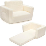 2-in-1 Flip Out Cuddly Sherpa Toddler Couch, Convertible Sofa to Lounger, Star