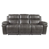 Erlangen Faux Leather Adjustable Power Reclining Sofa with USB Charging, Gray